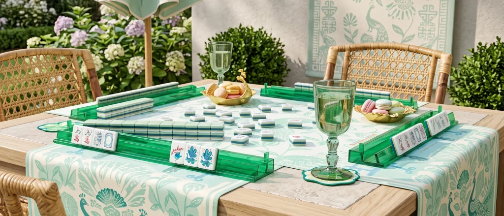 Banner Four Layer Mint Green Mahjong Tiles