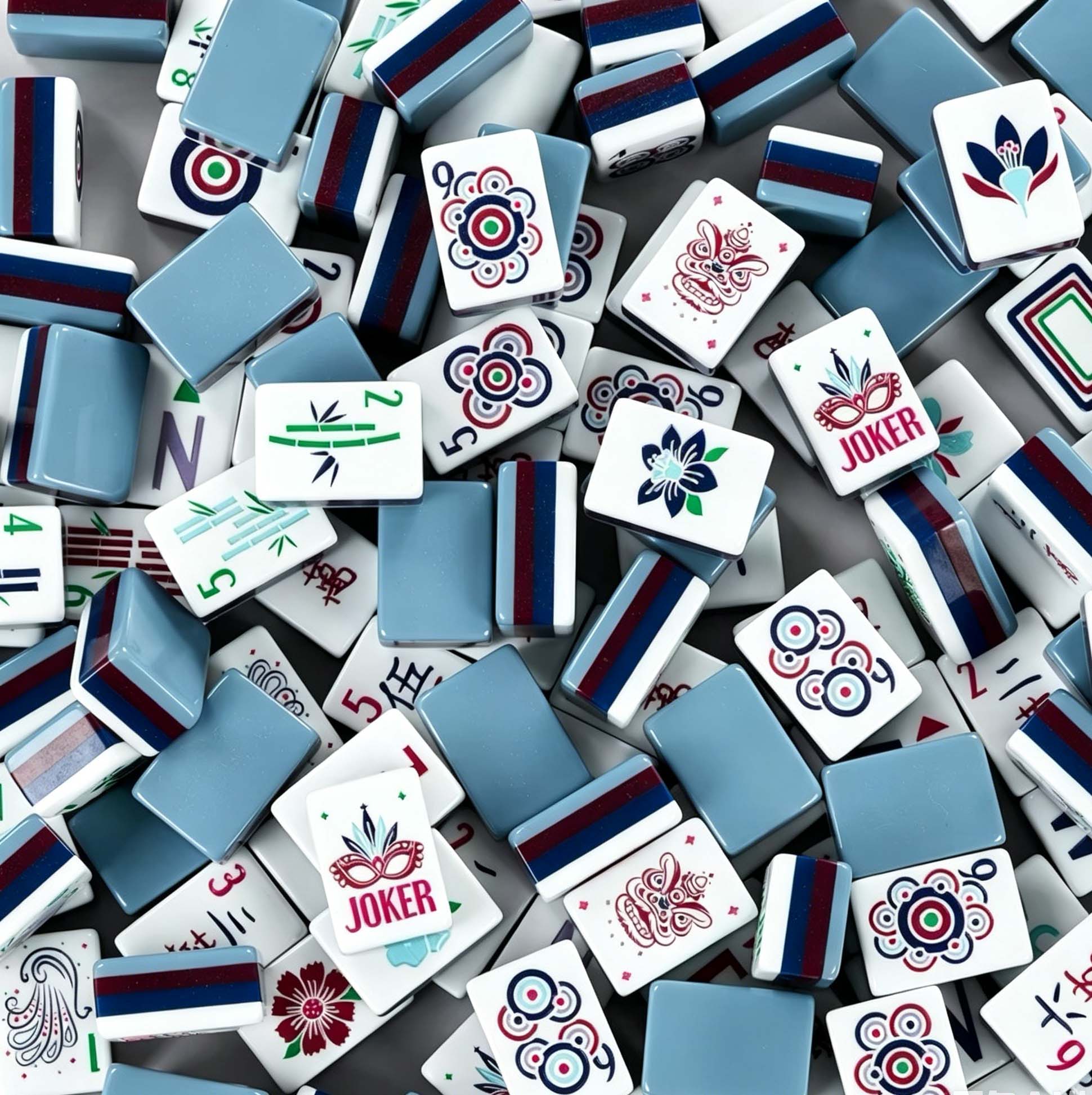 3-Layer Dusty Blue Mahjong Tile Set - Image 2