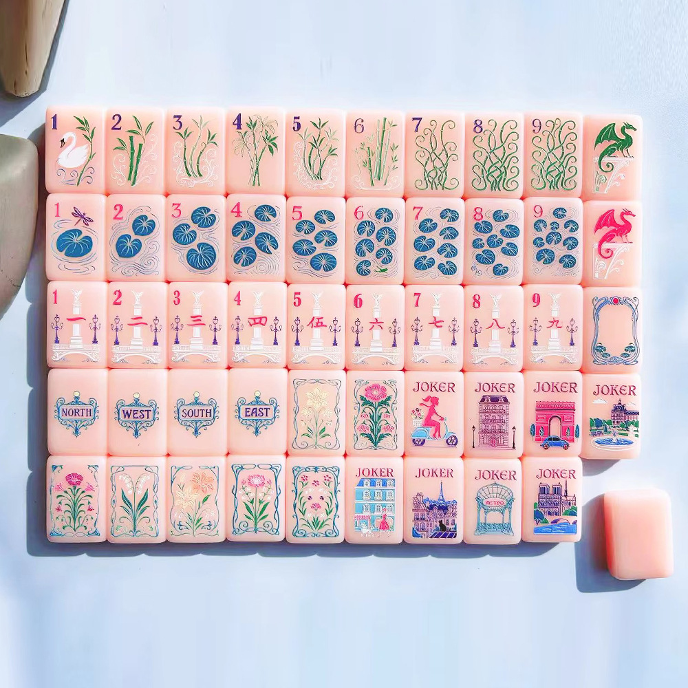 pink mahjong tiles 1