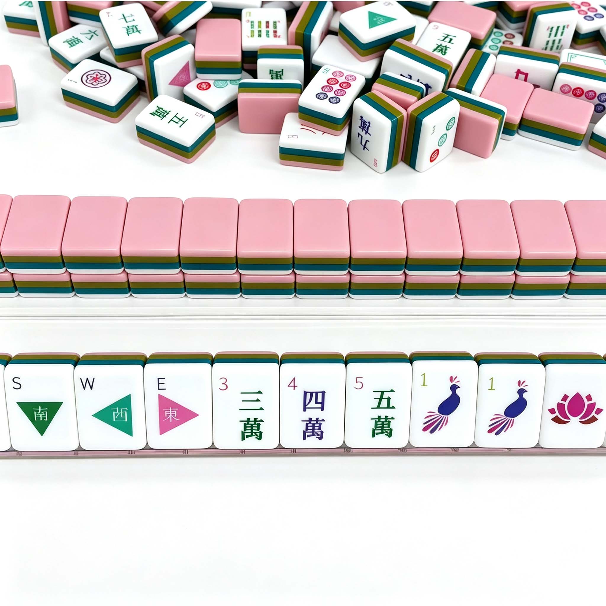 Pink Triangle pattern style 4-Layer Mahjong Tile Set - Image 4