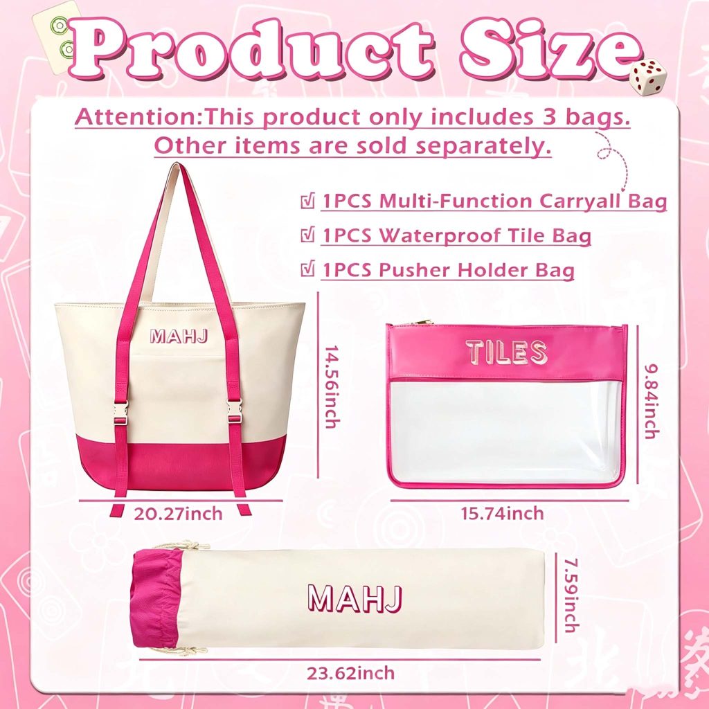 3 Pcs/Set Canvas American Mahjong Bag