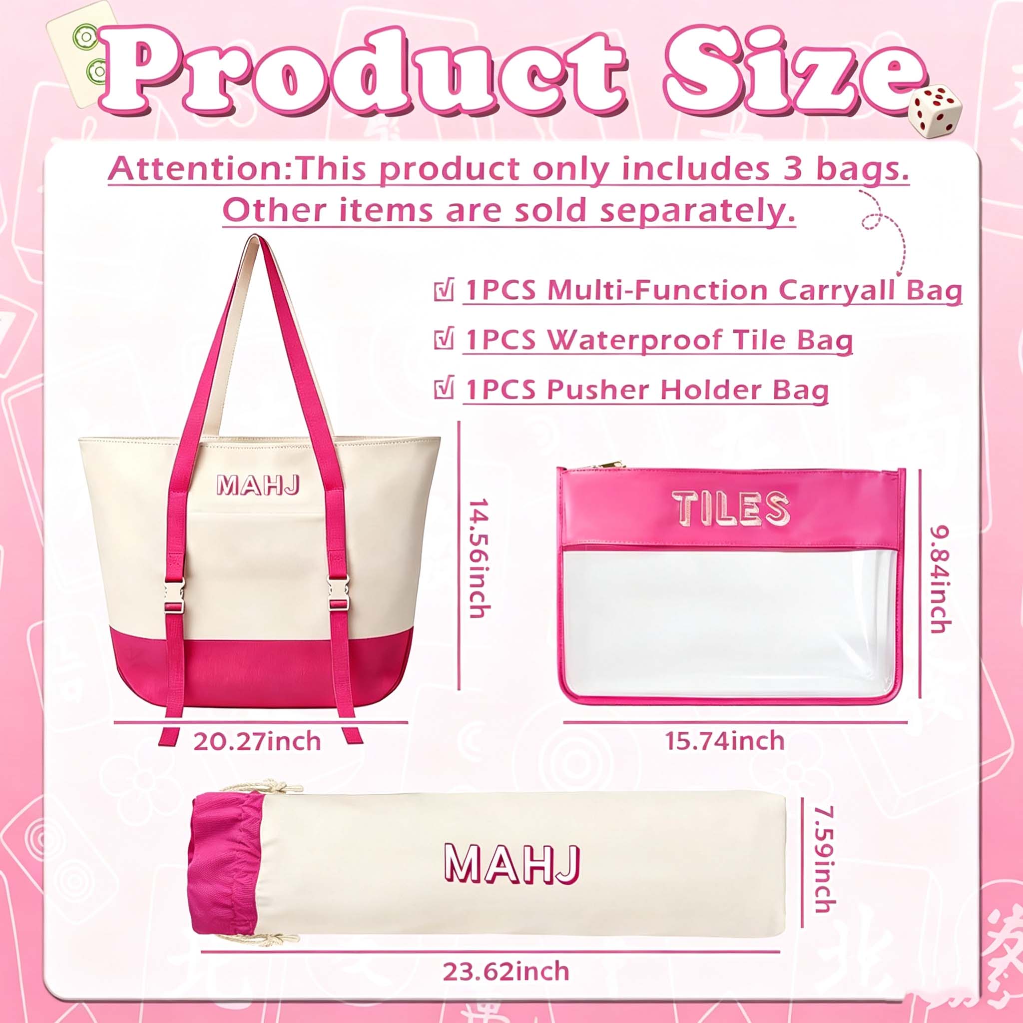 3 Pcs/Set Canvas American Mahjong Bag - Image 2