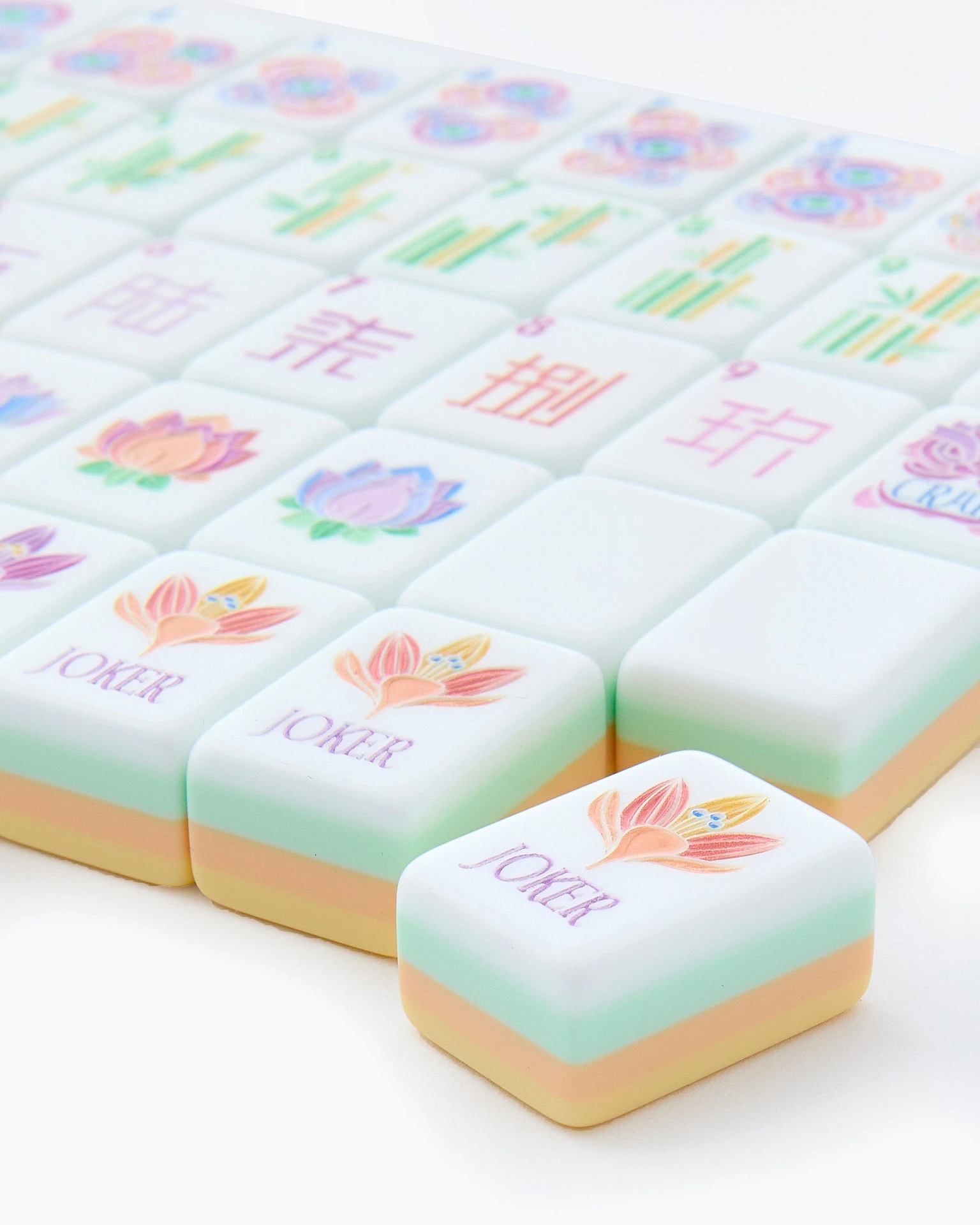 Pastel Yellow 3-Layer Acrylic American Mahjong Tile Set - Image 3